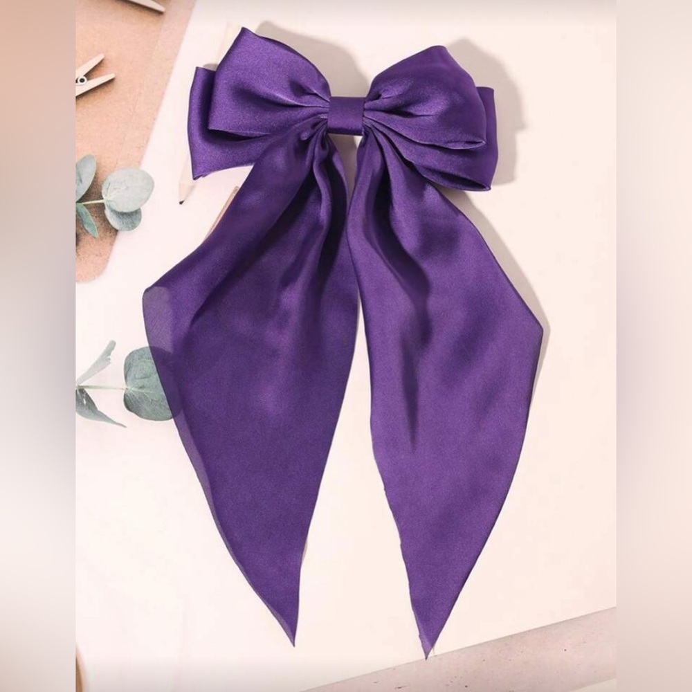 Elegant Purple Satin Hair Bow